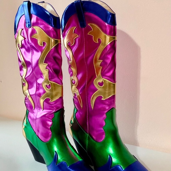 Cape Robbin Metallic Multi Color 3" Block Heel Western Cowboy Boots - Picture 6 of 9